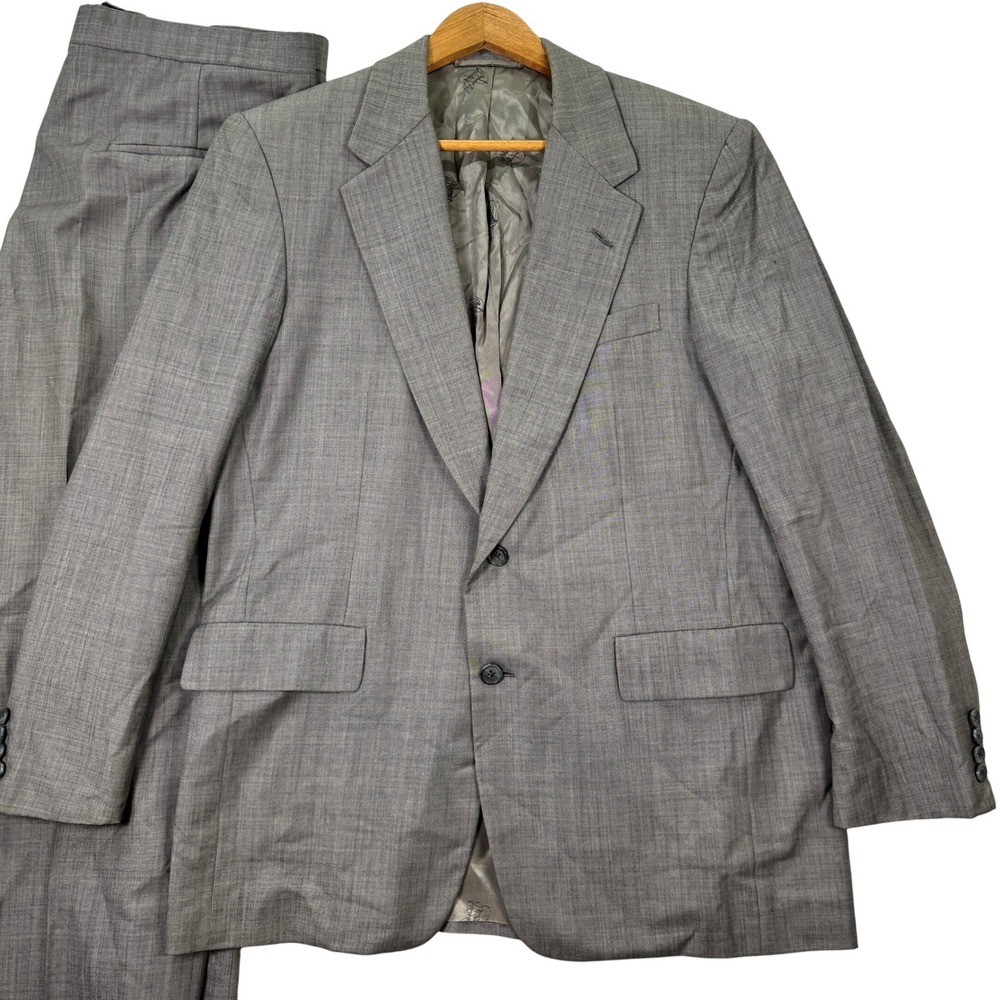 Vintage Hickey Freeman Boardroom Mens 42R Wool Suit Pants 35x28 Gray 2-Button